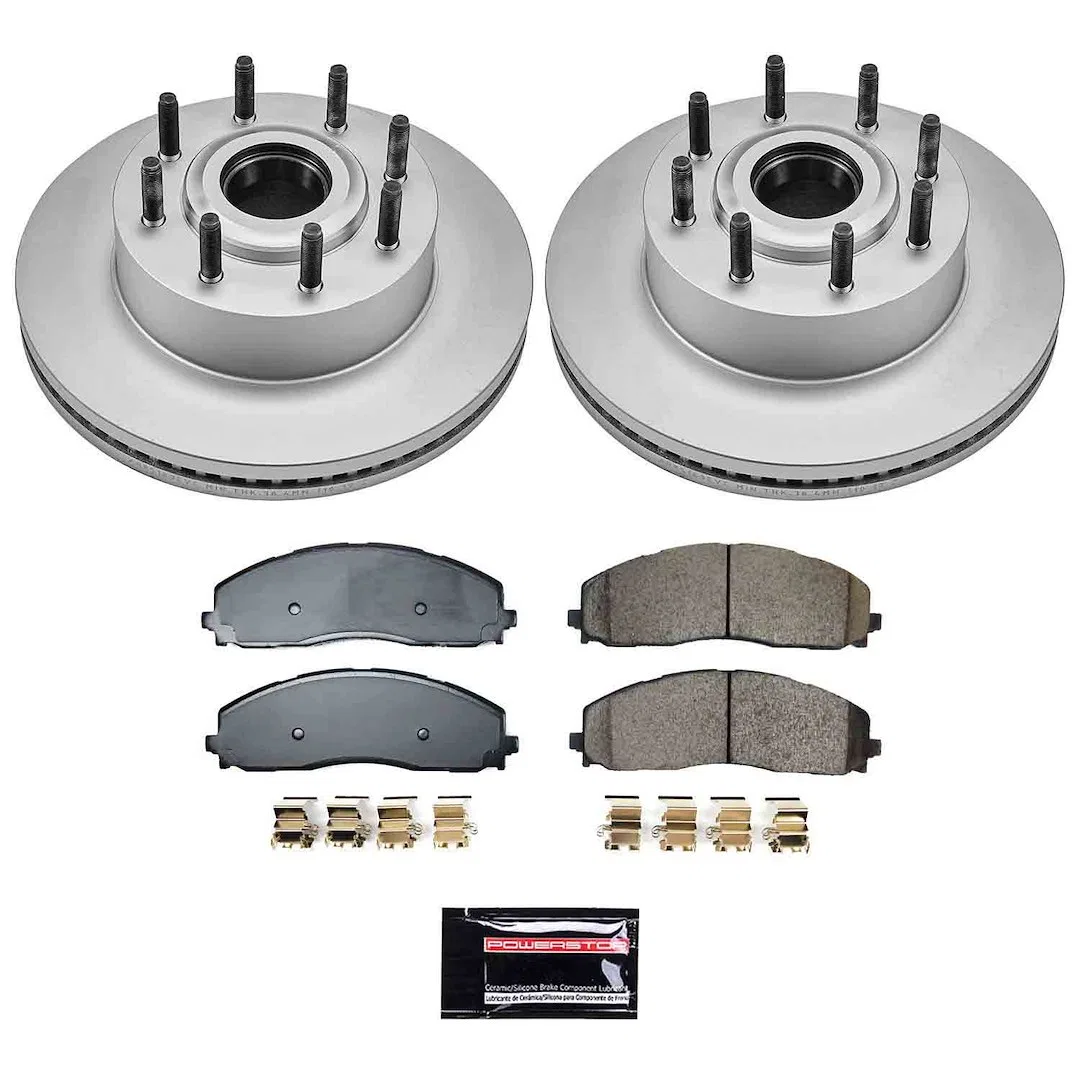 CRK9177 – POWERSTOP Brake Kit, Ceramic Brake Pads 363.7 Millimeter Vented Front Rotor With Rotors/ Brake Pads/ Stainl...